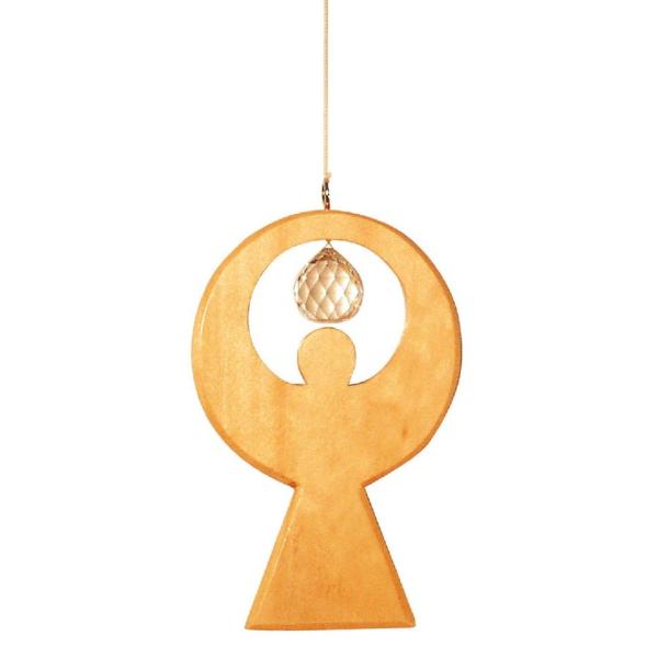 Kristallengel mit Holzflügeln – (12 cm, natur)